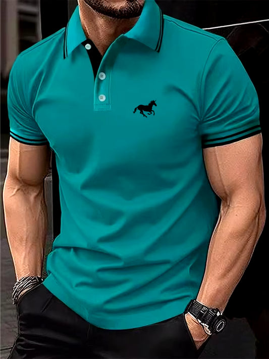 New Men'S T-Shirt Classic Short Sleeved Polo Shirt Summer Top Casual T-Shirt Button Lapel Super Large S-3XL Casual Polo Shirt